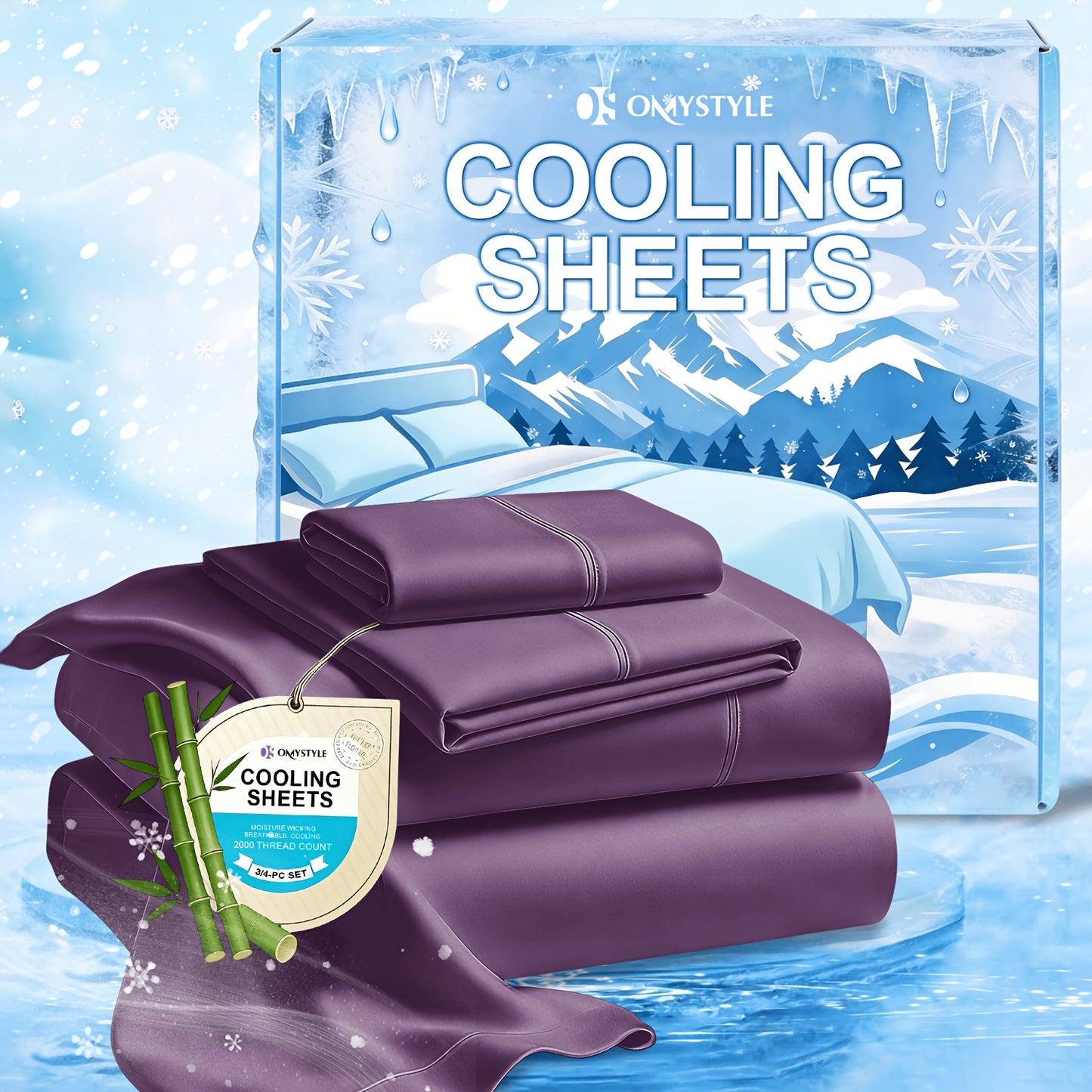 Deep Pocket Cooling Bamboo Sheets Set - Ultra Soft Bamboo Queen Sheets Set - Breathable & Skin-Friendly, Kids Fitted Sheet, Flat Sheet And Pillowcases - Super Soft, Wrinkle Free - Perfect Gift for Ice Cooling Sleep