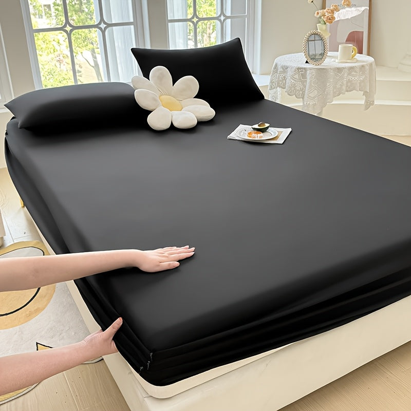 1 Easy Solid Color Bed Sheet, Without Pillowcases - Household Mattress Protector, Hotel Mattress Dust Cover, 360-Degree Full Coverage, Non-Slip, Made of Easy-Care Material, Comfortable And Durable, Suitable for All Seasons