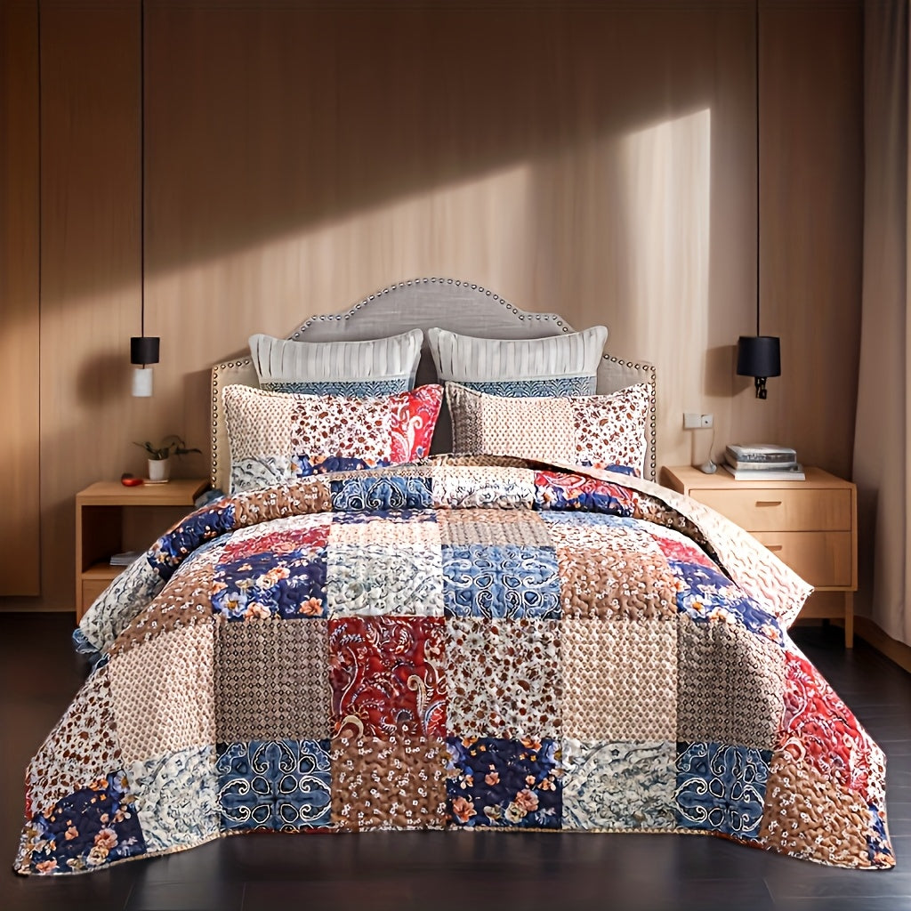 Quilt Set: Floral Print, Wrinkle-Free & Easy Care, Twin, Full, Queen, King, Oversized Lightweight Quilt And Bedspread, It Offers Dust-proof, Wear-resistant, Soft And Comfortable Properties, Bedding Decor. Machine Washable.