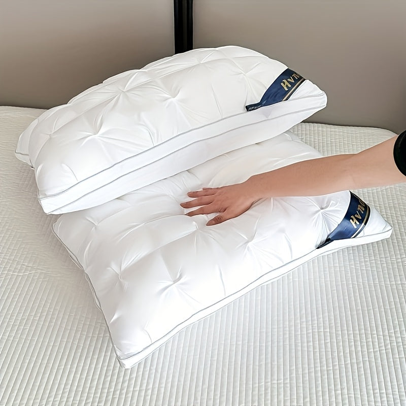 2pcs Luxury 5-Star Hotel Quality Pillows, Deep Sleep Neck Support, Non-Collapse High Pillow Core for All Seasons, Hypoallergenic Polyester Cover, Modern Pillow Design|Soft Texture Finish, Pillows for Sleeping, Cooling Pillows, Neck Pillow, Gift