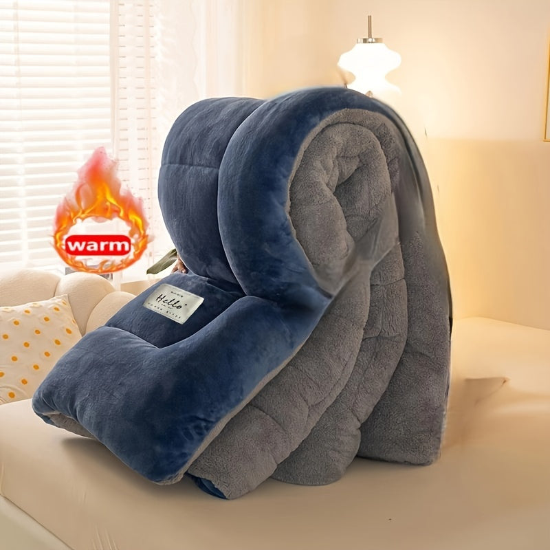 Milk Fleece And Lamb Fleece Warm Thick Quilt for Spring, Autumn, And Winter - Perfect for Cold Nights, Suitable for Bedrooms, Guest Rooms, Dorms, And Hotels, Machine Washable