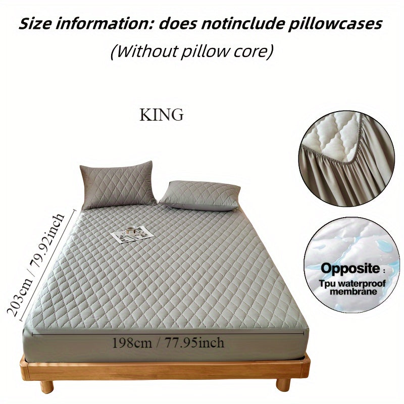 1pc Premium Ultra Soft Quilted Fitted Sheet, Liquid Resistant, Solid Color Mattress Protector, All Season for Bedroom Hotel Dorm Single And Double Beds (No Pillowcases)