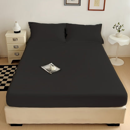 Solid Color Fitted Sheet, Soft, Skin-Friendly, and Breathable Bedding, Washable, Suitable for All Seasons, Hotel Mattress Protector. One Single Fitted Sheet, Pillowcases Not Included. Microfiber Brushed Finish Bed Sheet in Dark Blue
