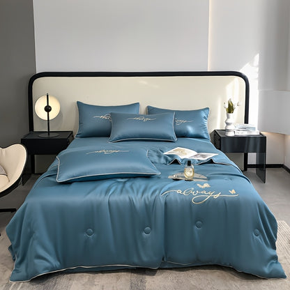 1pc Luxury Soft Summer Cool Quilt, Ultra-Soft Summer Cooling Blanket, Breathable Skin-Friendly Thin Bedding for All Seasons, Machine Washable, Ideal for Single/Double Beds, Hotel-Level Elegance for Bedroom, Guest Room, Office, Couch, And Travel