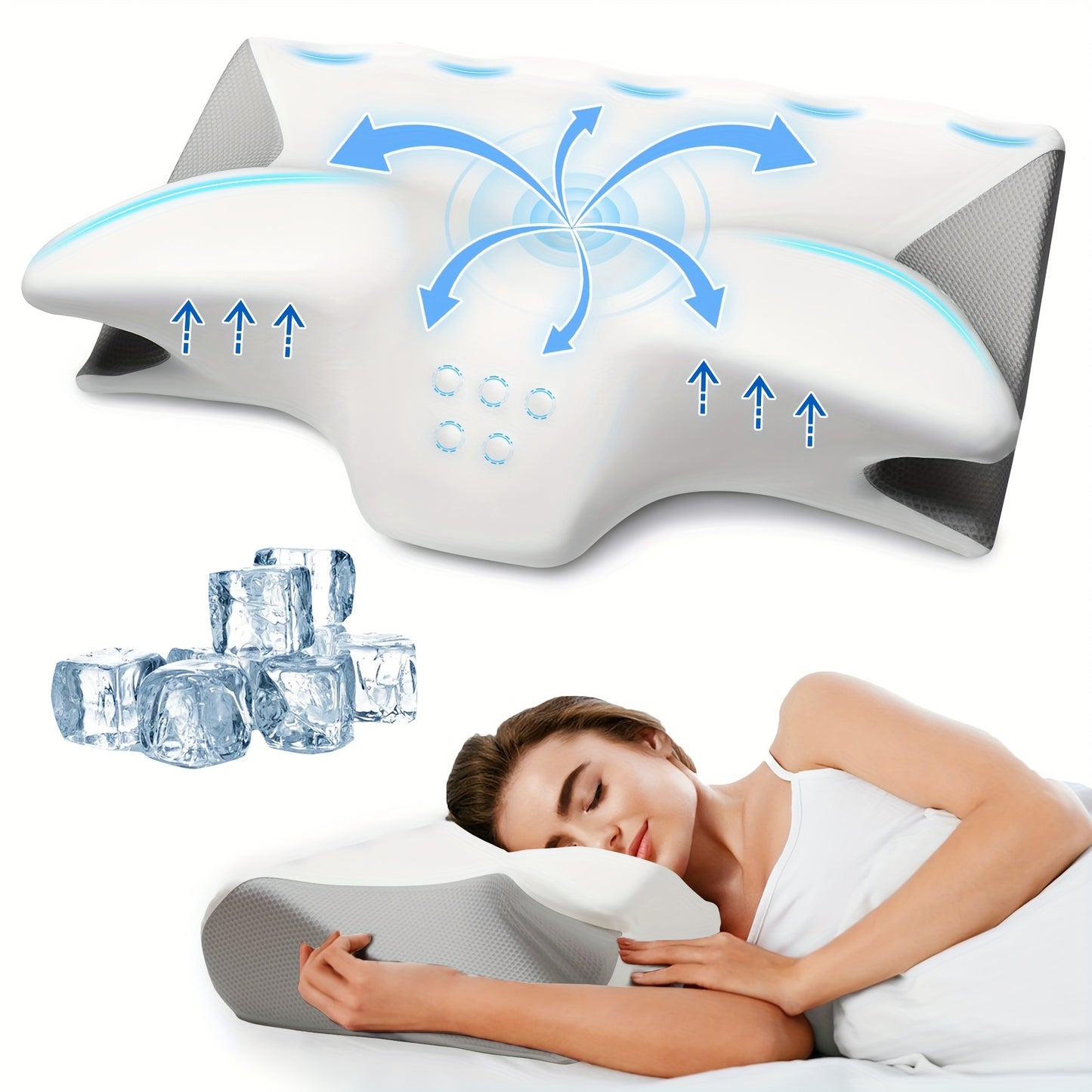 Cervical Neck Pillow, Odorless Contour Memory Foam Pillows with Cooling Pillowcase Cozy Sleeping, Ergonomic Bed Pillows for Side Back Stomach Sleepers