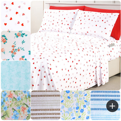 Elegant Comfort Luxury 4/6pcs Floral and Striped Sheet Set 16 inch deep pockets - Ultra Soft Machine Washable Luxury 6-Piece Bed Sheet Set - Fade and Wrinkle Resistant Premium Hotel Quality Twin/Full/Queen/King/Cal King Bedding Set- 6PC Sheets For Daily U