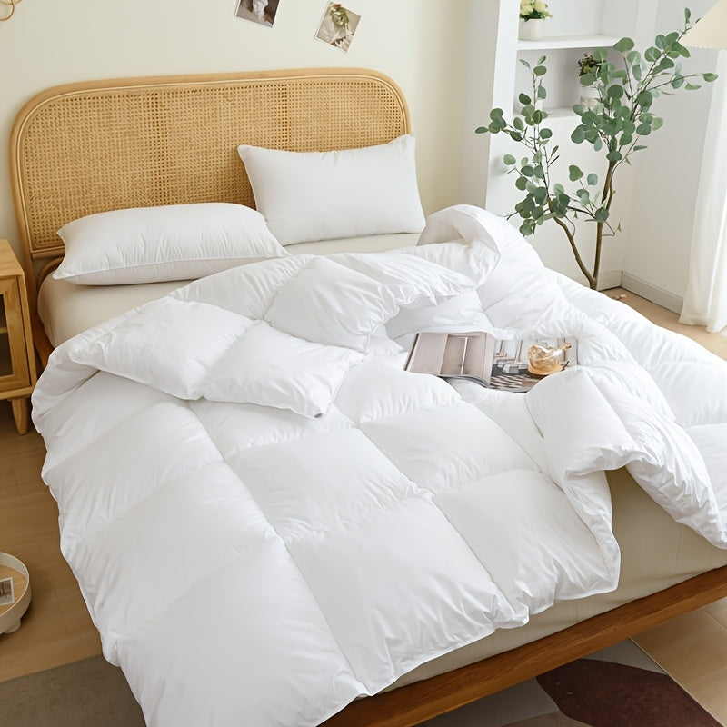 1pc All-Season Comfort Quilted Duvet, 100% Polyester Fiber, Soft Breathable Lightweight, High Elasticity, Simple Solid Color, Machine Washable, 450-500gsm Woven Craftsmanship, No Shift