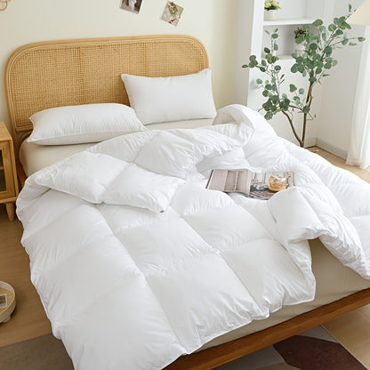 1pc All-Season Comfort Quilted Duvet, 100% Polyester Fiber, Soft Breathable Lightweight, High Elasticity, Simple Solid Color, Machine Washable, 450-500gsm Woven Craftsmanship, No Shift