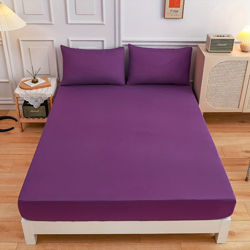 3pcs Solid Color Fitted Sheet Set (Sheets*1+Pillowcase*2.No Pillow Core), Skin-Friendly Soft And Breathable Bedding, Hotel Bedroom, Machine Washable
