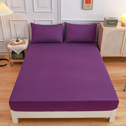 3pcs Solid Color Fitted Sheet Set (Sheets*1+Pillowcase*2.No Pillow Core), Skin-Friendly Soft And Breathable Bedding, Hotel Bedroom, Machine Washable