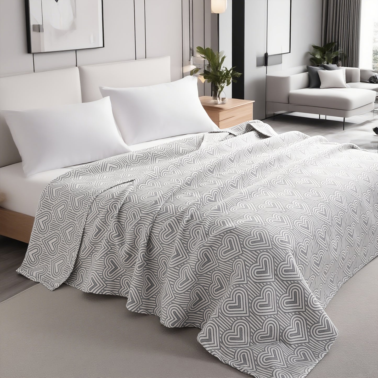 3 Layers Egyptian Cotton Muslin Bed Blanket, Breathable Yarn Dyed Quilt Perfect for Couch, Bed, Office and Travel, Perfect Lightweight Blanket for All Seasons