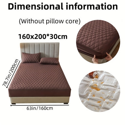 2/3pcs Two-Piece/Three-Piece Multi-Color Waterproof Fitted Sheet Set Waterproof Mattress Protector Fitted Sheet and Pillowcase Set Anti-slip Full Cover Protection Cover
