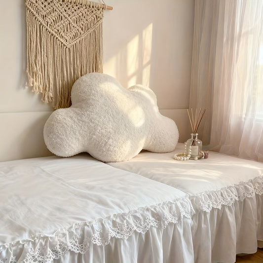 Large White Cloud-Shaped Plush Pillow Cushion - Oversized Grey & White Cloud Bed Sofa Couch Decor, Machine-Washable All-Season Stuffed Cushion with Soft Fill (20.87x14.57inch) for ' Room,,