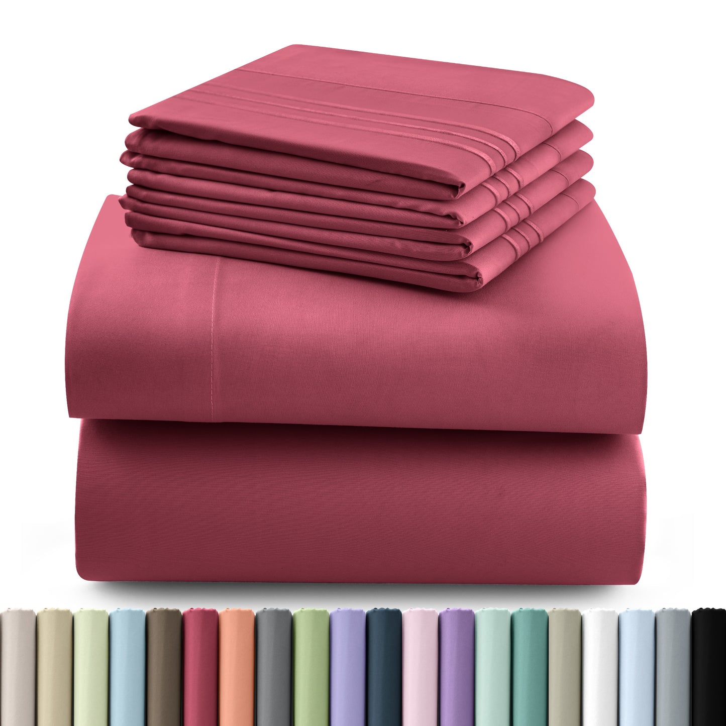 Hannah Bedding Sheet Set - 6 PC Brushed 100% polyester Bed Sheets 16 Inches Deep Pockets - Embroidered & Plain Pillowcases - Hotel Luxury Sheets Bed Set - Soft Bedding Sheets