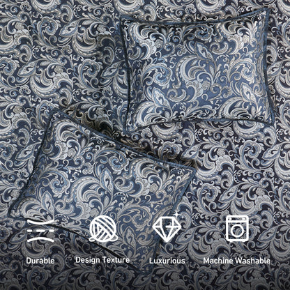 local warehouse 8 Piece Bedding Set with Lustrous Jacquard Paisley Pattern and Matching Bed Sheet, All-Season Down Alternative Comforter Set