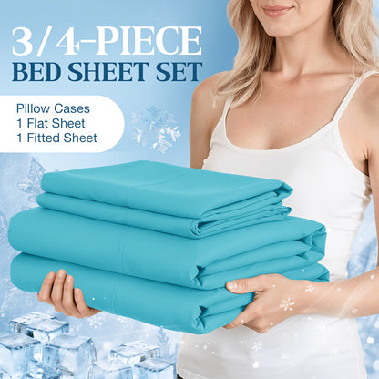 Deep Pocket Cooling Bamboo Sheets Set - Ultra Soft Bamboo Queen Sheets Set - Breathable & Skin-Friendly, Kids Fitted Sheet, Flat Sheet And Pillowcases - Super Soft, Wrinkle Free - Perfect Gift for Ice Cooling Sleep