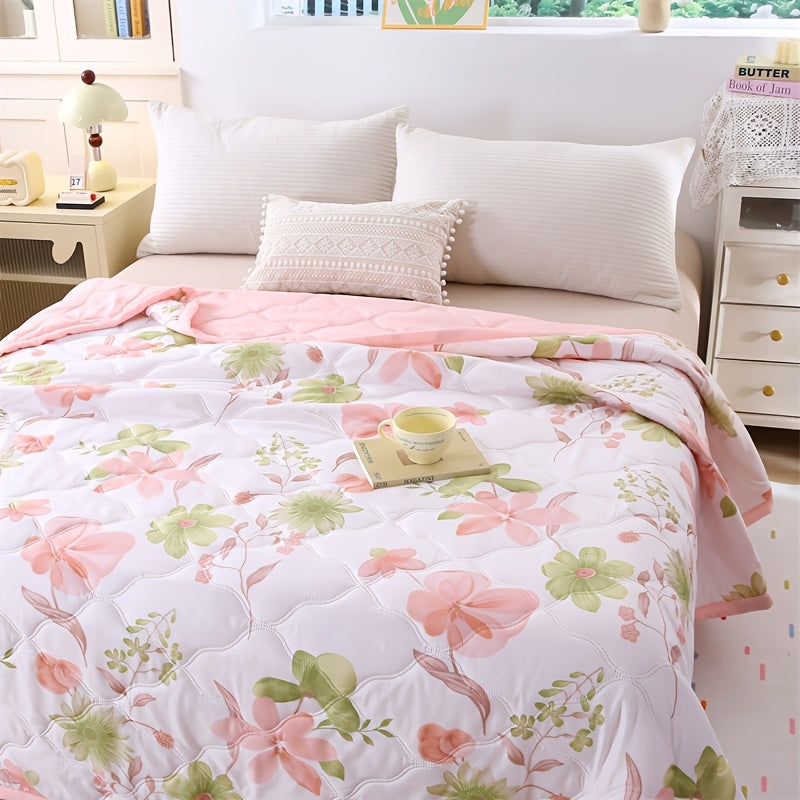1pc New Comfortable Breathable Summer Quilt Air Conditioner Blanket, Delicate Touch, Soft And Comfortable, Vibrant Colors, Machine Washable