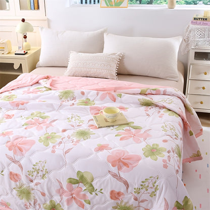 1pc New Comfortable Breathable Summer Quilt Air Conditioner Blanket, Delicate Touch, Soft And Comfortable, Vibrant Colors, Machine Washable
