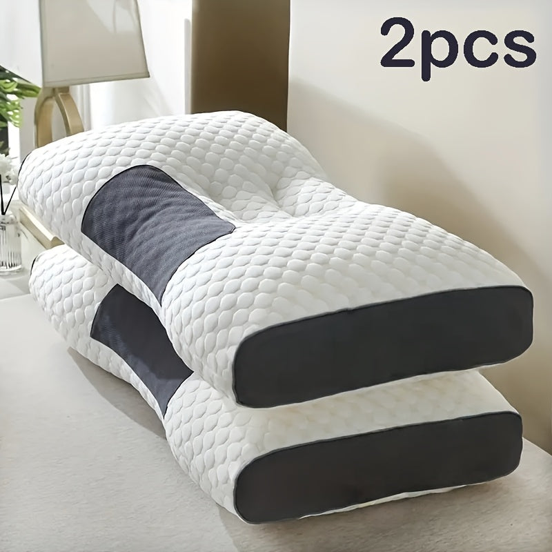 2-Pack Premium All-Season Neck Support Pillows, Breathable Sweat-Resistant Fabric, Ergonomic Contour for Side And Back Sleepers, Durable Non-Sag Core, Ideal for Bedroom, Living Room And Bedding Use