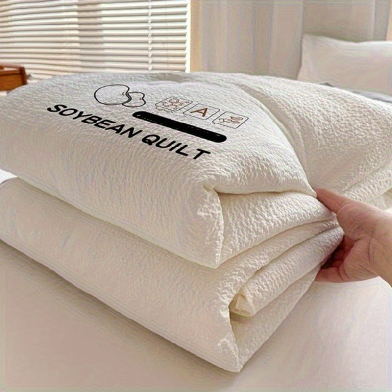 Japanese Super Soft Summer Cooling Quilt - Breathable Air Conditioning Blanket, Machine Washable All-Season Bedspread for Bedroom/Guest Room, Plain Color Stitched Design, Perfect Gift (No Pillow)