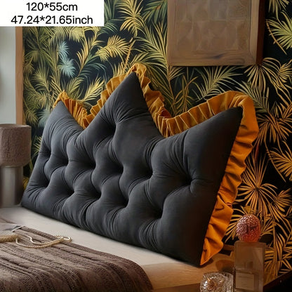 1pc Large Backrest Pillow, Bedside Pillow for Sofa Bed, Crown Shaped Backrest Cushion Pillow, Bedroom Supplies, Home Decor, Shaped Bed Backrest Pillow with Zipper Closure, Decorative Headboard And Tatami Support Cushion for Back Sleepers