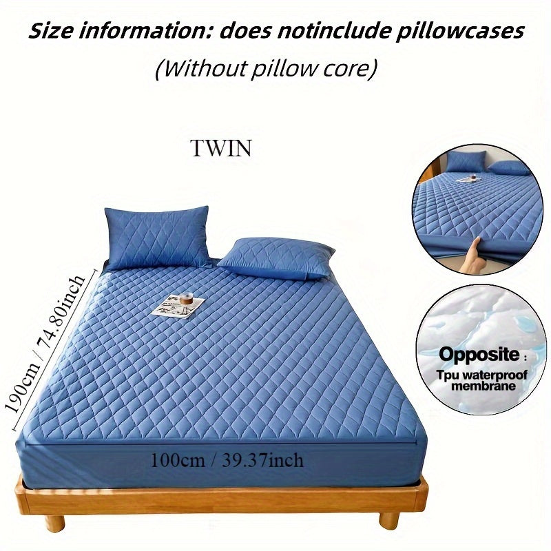 1pc Premium Ultra Soft Quilted Fitted Sheet, Liquid Resistant, Solid Color Mattress Protector, All Season for Bedroom Hotel Dorm Single And Double Beds (No Pillowcases)