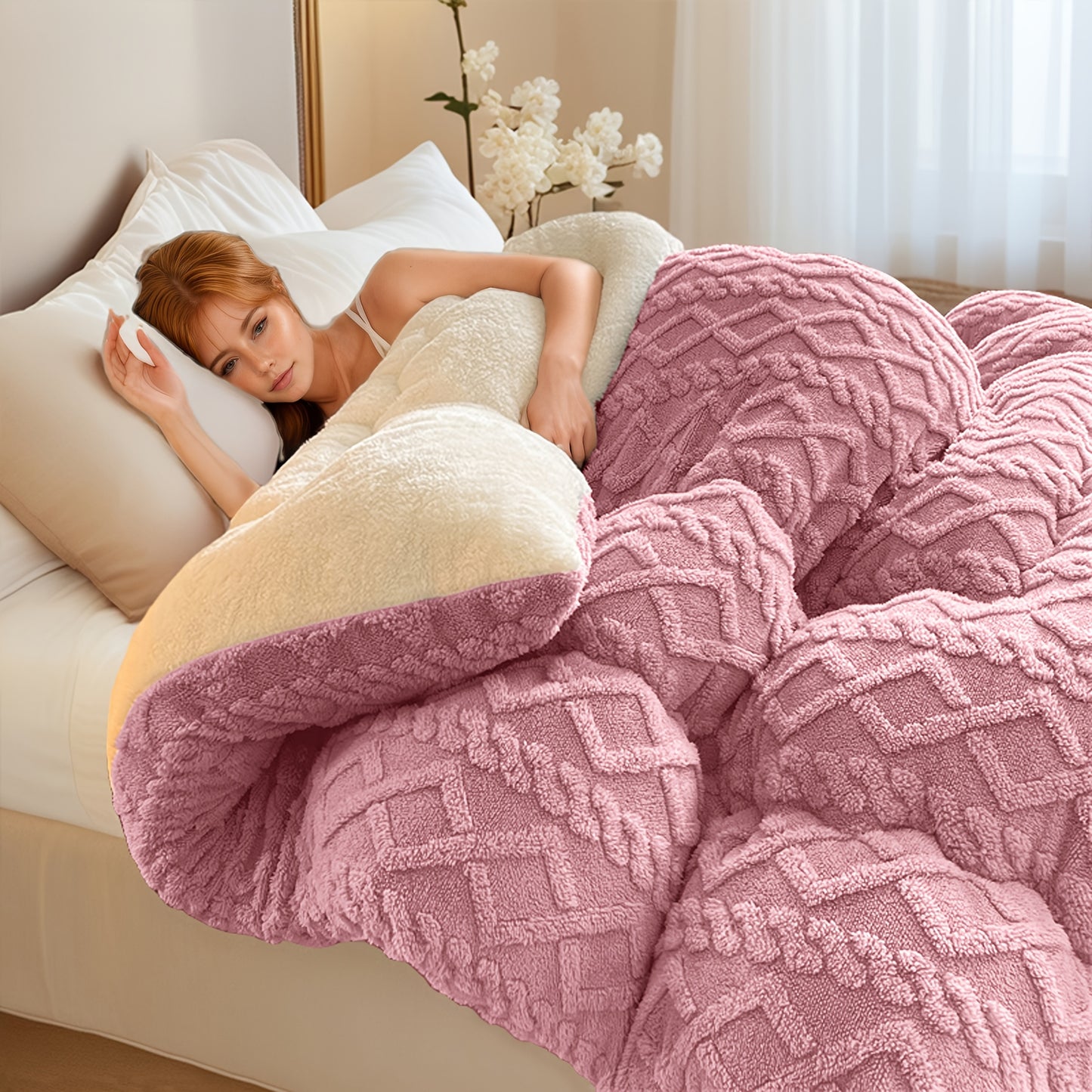 Thick Winter Velvet Jacquard Quilt, Soft and Comfortable Blanket That Keeps Warm. Available in 8 Size, with Sizes Ranging from Single to Queen/king. Featuring Geometric Patterns, Machine-washable and Suitable for Bedroom, Guest Room, Hotel Bedding
