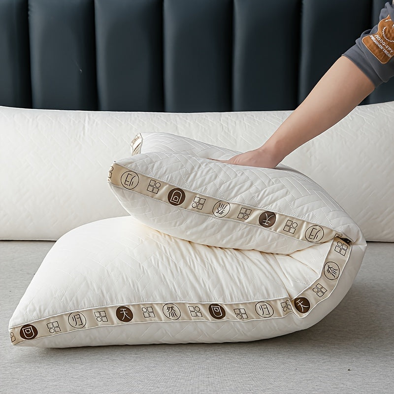 Advanced Soft Fluffy Lengthened Pillow Core Long Pillow Soybean Nourishing Pillow Summer Bedroom Bedding Comfortable Sleep Long Pillow Core Hotel Home Single/Double Three-Dimensional Edge High Pillow 1pc Used to Help Sleep Neck Protection Fluffy Slo