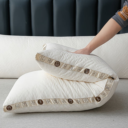 Advanced Soft Fluffy Lengthened Pillow Core Long Pillow Soybean Nourishing Pillow Summer Bedroom Bedding Comfortable Sleep Long Pillow Core Hotel Home Single/Double Three-Dimensional Edge High Pillow 1pc Used to Help Sleep Neck Protection Fluffy Slo