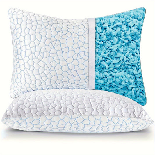 1pc Cooling Pillow with Adjustable Height & - Bed Pillow for Side/Back/Stomach Sleepers, Thermoregulating Technology, Removable & Washable Cover, Dual-Layer Cooling & Bamboo Rayon Side, Modern Bed Pillow for Hot Sleepers, All-Season Use, Machine