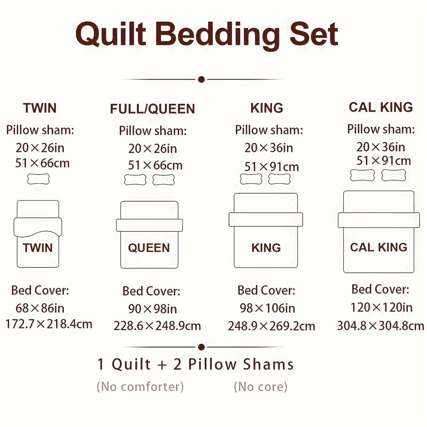 Twin, Queen And King Size Quilt Set - Brown, Grey, Blue And Purple Reversible Bedspread with 1-2 Pillow Shams - Soft Lightweight Oversized Coverlet - Warm Patchwork Bed Cover for All Seasons