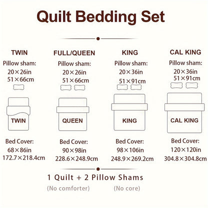 Twin, Queen And King Size Quilt Set - Brown, Grey, Blue And Purple Reversible Bedspread with 1-2 Pillow Shams - Soft Lightweight Oversized Coverlet - Warm Patchwork Bed Cover for All Seasons