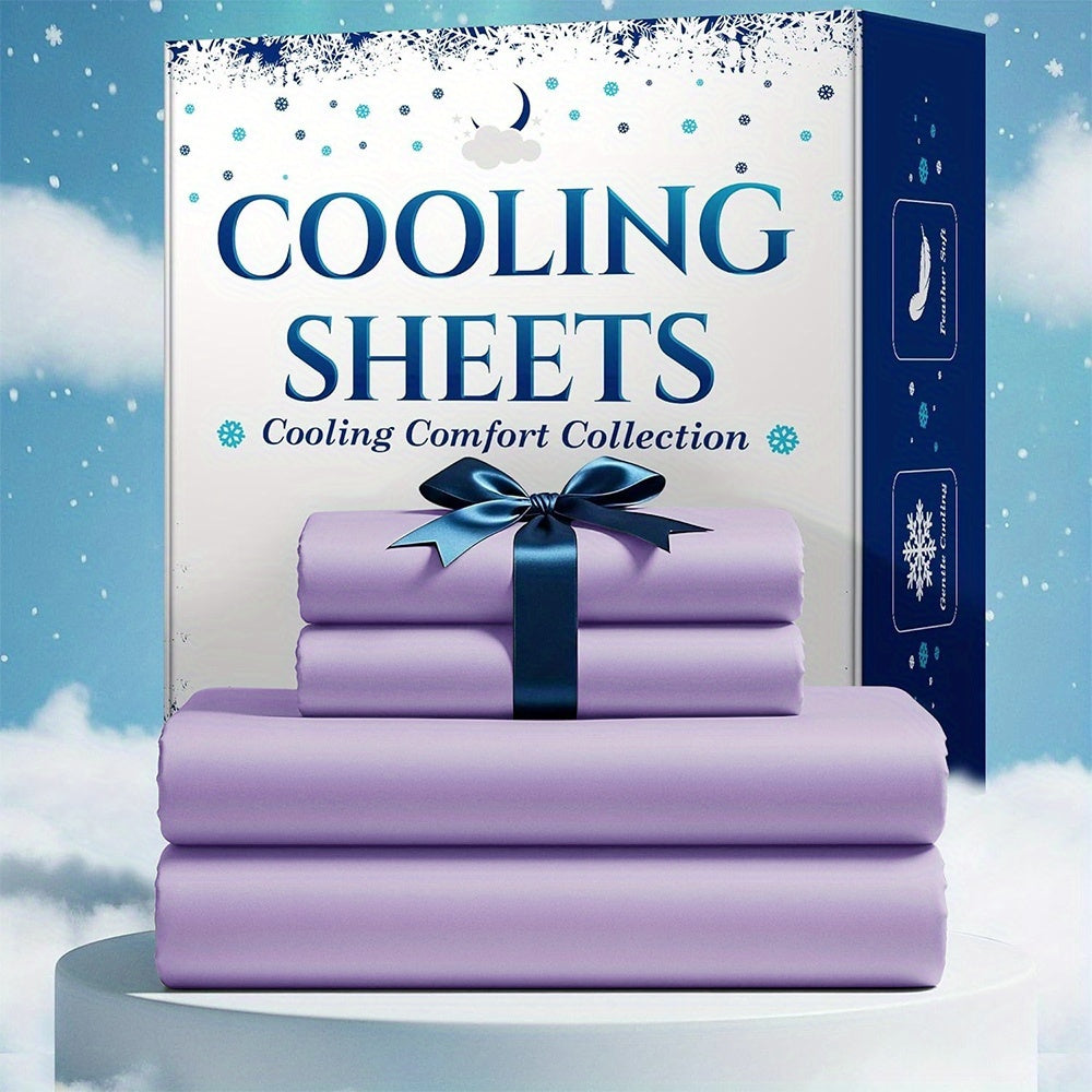 4pcs Cooling Bamboo Bed Sheet Set, Kids 4000 TC Extra Deep Pocket 20 Inch Bed Sheet, Luxury Soft Hotel & Cooling Sheet Set For Hot Sleepers, Wrinkle & Shrink Resistant, Fitted Sheet+Flat Sheet+Pillowcases, Twin/ Full/ Queen/ King, Best Summer Choice