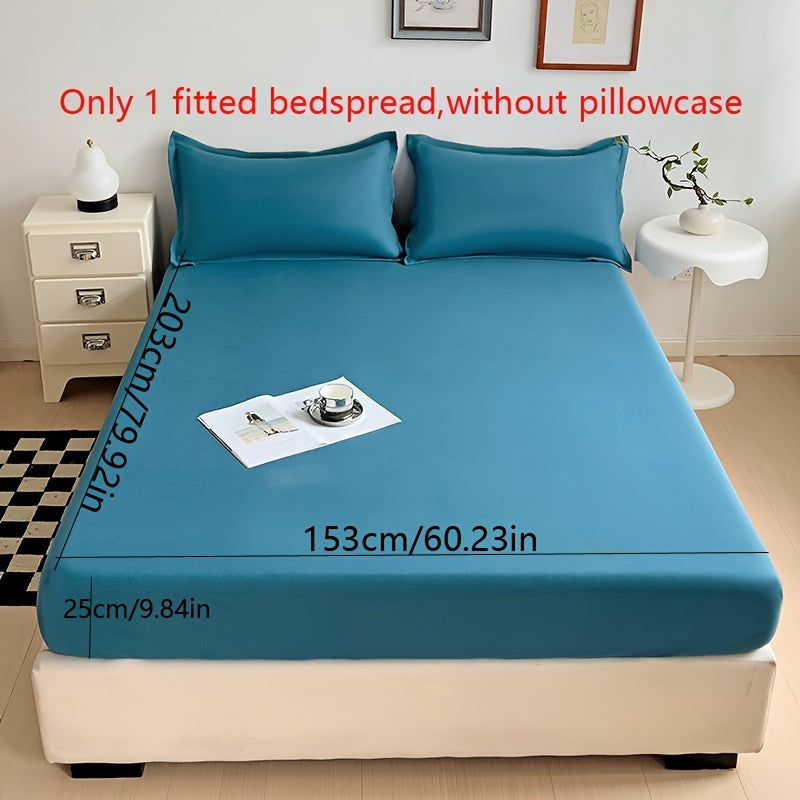 Solid Color Fitted Sheet, Soft, Skin-Friendly, and Breathable Bedding, Washable, Suitable for All Seasons, Hotel Mattress Protector. One Single Fitted Sheet, Pillowcases Not Included. Microfiber Brushed Finish Bed Sheet in Dark Blue