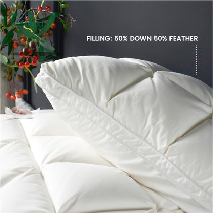 1pc Luxury Goose Down Feather Pillows Soft And Fluffy Pinch Pleat Design Neck Protection Bed Pillow For Bedroom Hotel