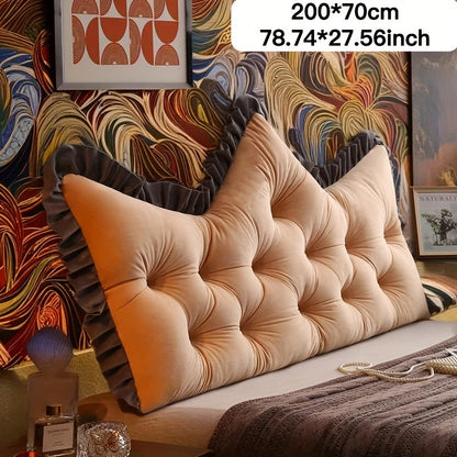 1pc Large Backrest Pillow, Bedside Pillow for Sofa Bed, Crown Shaped Backrest Cushion Pillow, Bedroom Supplies, Home Decor, Shaped Bed Backrest Pillow with Zipper Closure, Decorative Headboard And Tatami Support Cushion for Back Sleepers