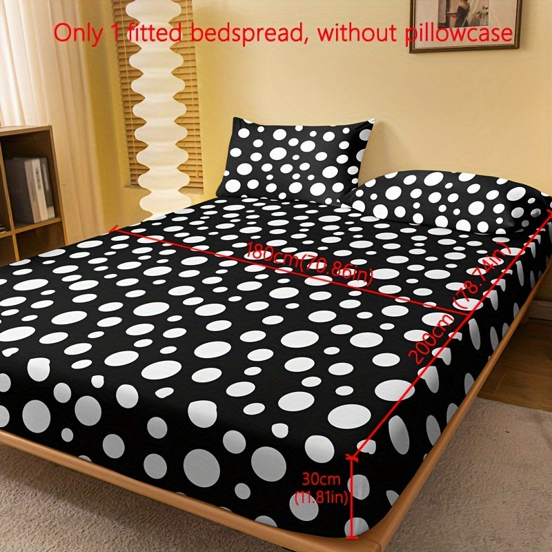 1pc Brushed Fitted Sheet, Soft Comfortable Geometric Pattern Bedding Fitted Sheet, for Bedroom, Guest Room, with Deep Pocket, Fitted Bed Sheet Only, Without Pillowcase