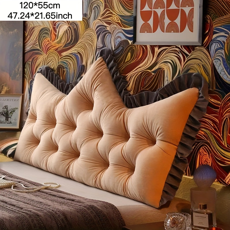 1pc Large Backrest Pillow, Bedside Pillow for Sofa Bed, Crown Shaped Backrest Cushion Pillow, Bedroom Supplies, Home Decor, Shaped Bed Backrest Pillow with Zipper Closure, Decorative Headboard And Tatami Support Cushion for Back Sleepers
