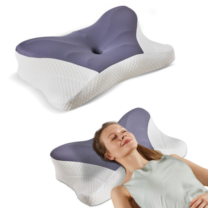 Cervical Neck Pillow, Ergonomic Contour Neck Pillows for Neck Relief, Cotton Orthopedic Bed Pillow for Side Back Stomach Sleeper, Neck Pillow with Cooling Pillowcase