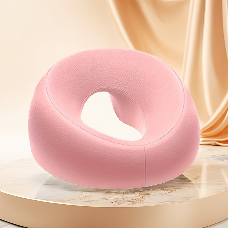 1pc Ergonomic Face Pillow with Memory Foam - Removable Washable Cover, Zipper Closure, Hollow Hole Design  - All-Season Comfort for Home, Spa & Sleep - Gray, Neck Support Pillow