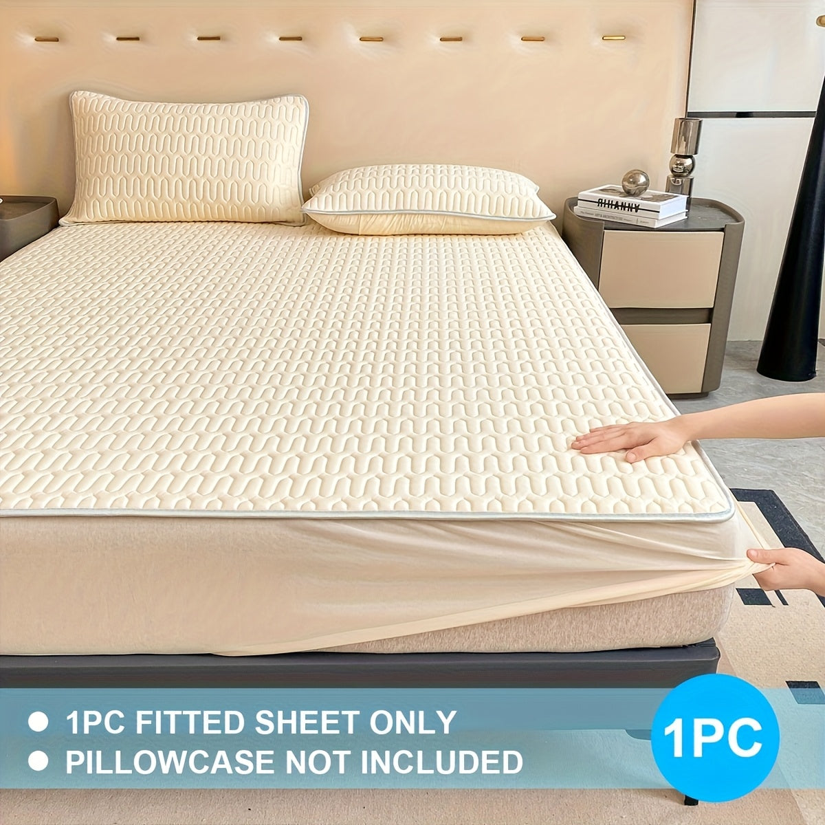1pc Cooling And Stretchy Bed Sheet - Soft Non-Slip Polyester, Breathable Moisture-Wicking, Lightweight And Comfortable for All-Night Sleep, Machine Washable, Fits Standard Mattress Sizes, Bedding Additions, Elegant Bedding, Smooth Texture