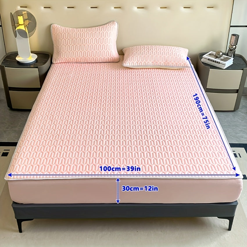 1pc Cooling And Stretchy Bed Sheet - Soft Non-Slip Polyester, Breathable Moisture-Wicking, Lightweight And Comfortable for All-Night Sleep, Machine Washable, Fits Standard Mattress Sizes, Bedding Additions, Elegant Bedding, Smooth Texture