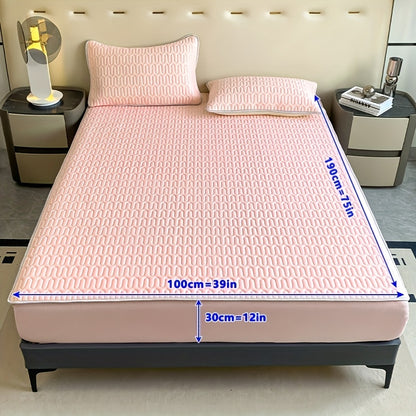 1pc Cooling And Stretchy Bed Sheet - Soft Non-Slip Polyester, Breathable Moisture-Wicking, Lightweight And Comfortable for All-Night Sleep, Machine Washable, Fits Standard Mattress Sizes, Bedding Additions, Elegant Bedding, Smooth Texture