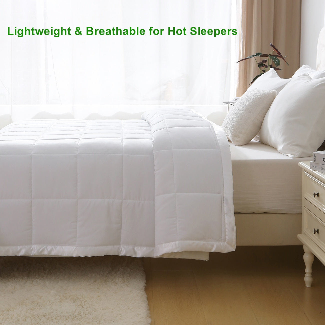 1 Ultra-Soft All-Season Quilt, Premium Fiber Filling, Lightweight Summer Blanket, Soft & Breathable, Machine Washable, Wrinkle-Free, Fade-Resistant, Shrink-Proof (No Pillowcase or Pillow Insert)