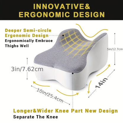 Memory Foam Knee Pillow for Side Sleepers - Leg Cushion Between Legs with Washable Breathable Zipper Cover - Slow Rebound Wedge Pad - Curved Butterfly Shape Leg Rest Cushion for Bed - Lightweight Portable Side Sleeping Bedding Accessory