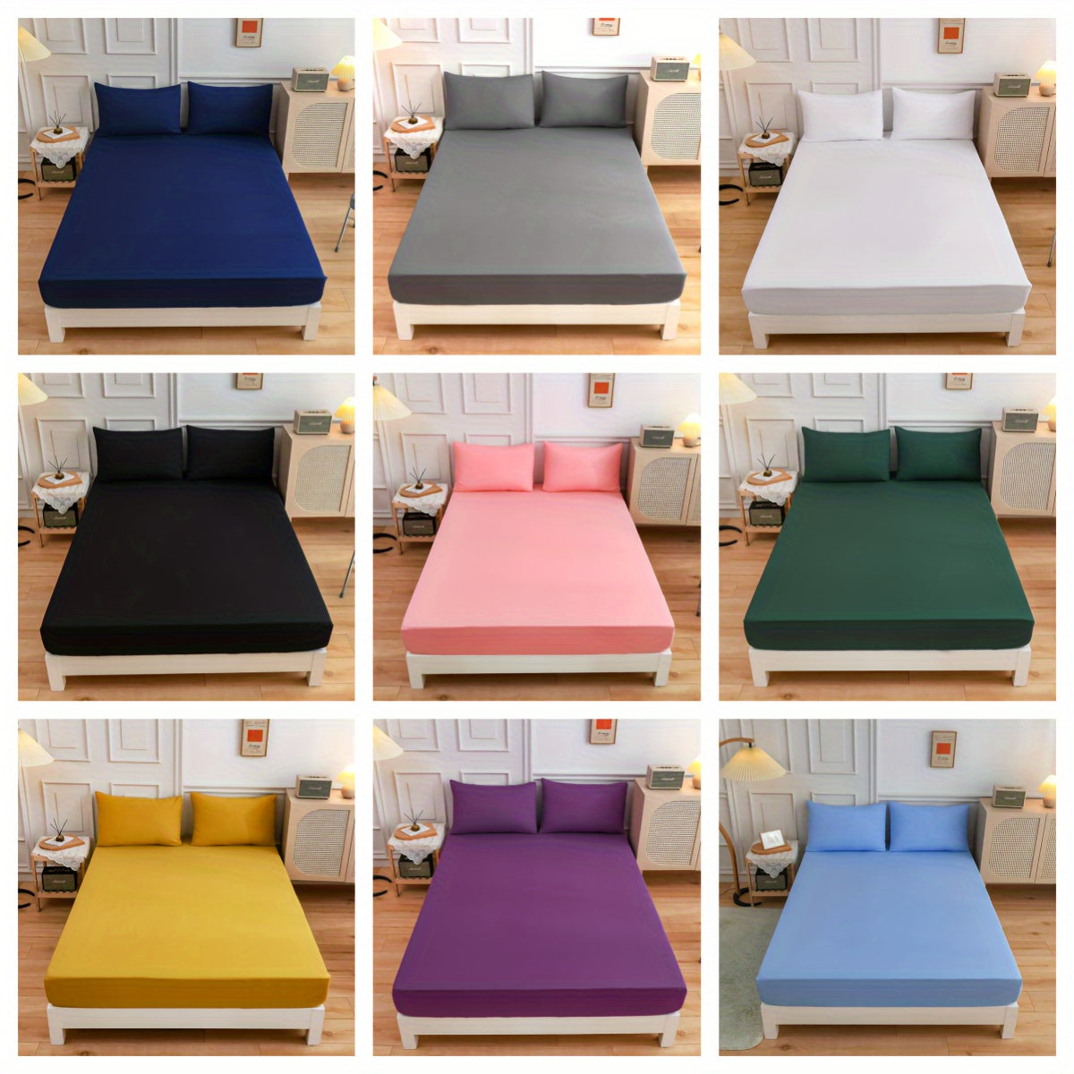 3pcs Solid Color Fitted Sheet Set (Sheets*1+Pillowcase*2.No Pillow Core), Skin-Friendly Soft And Breathable Bedding, Hotel Bedroom, Machine Washable