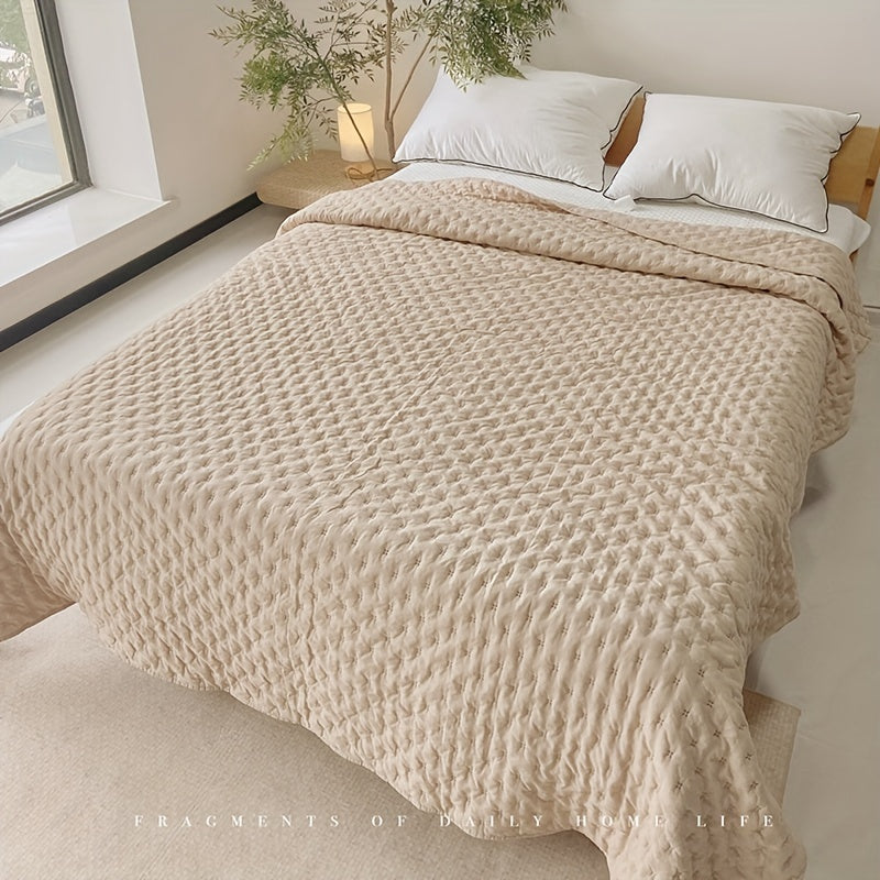 The Latest Ultrasonic Quilted Sandwich Thin Quilt Four Seasons Quilted Bed Cover Bed Sheet Double Solid Color