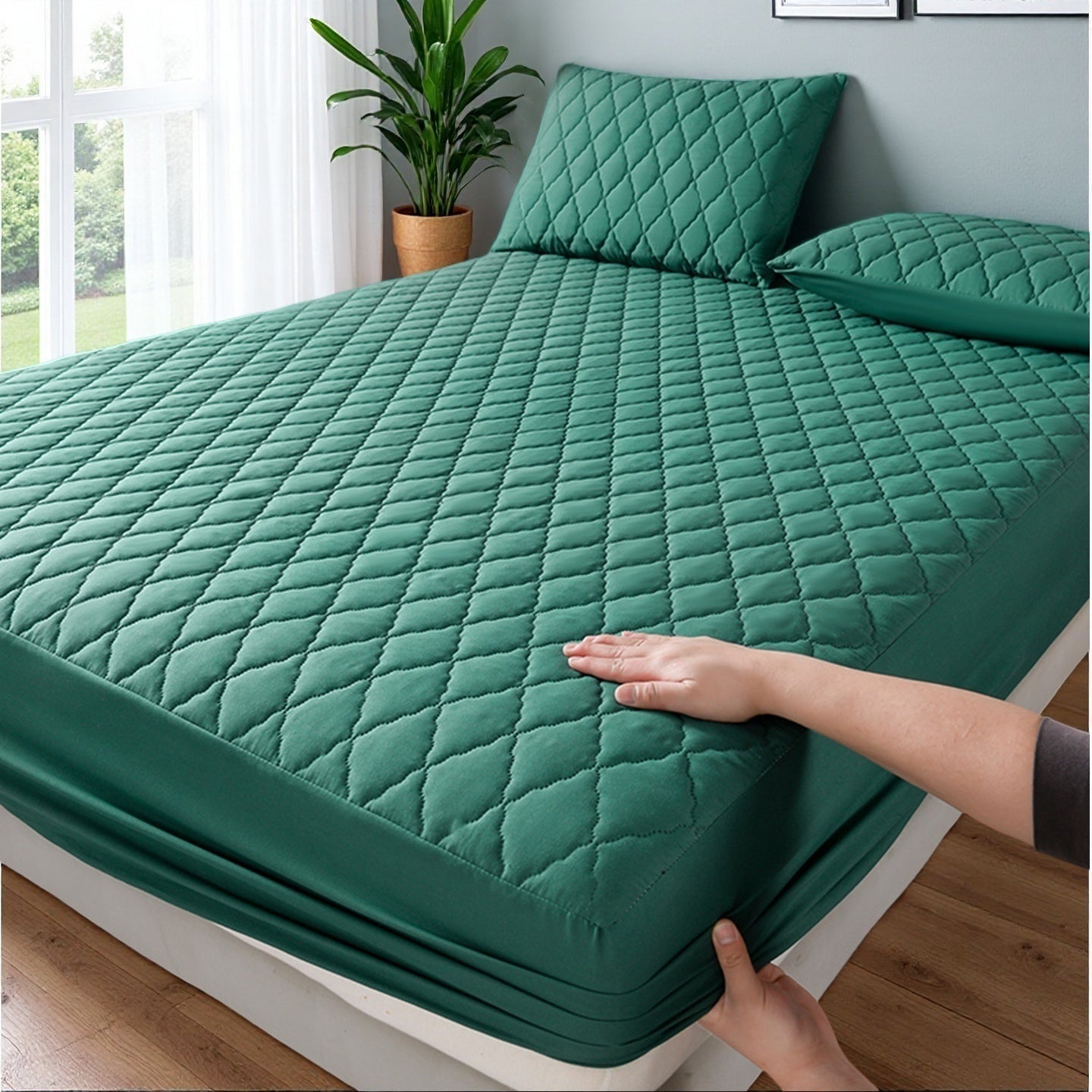 1pc Guaranteed High Quality Fitted Sheet Mattress Protector: Deep Pocket, Heavy Duty, Silent Comfort (Machine Washable)