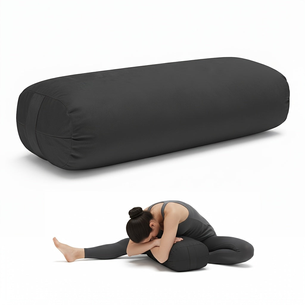 Yoga Bolster Pillow for Restorative Yoga - Meditation Pillow with Velvet Cover, Filled with Soft Sponge
