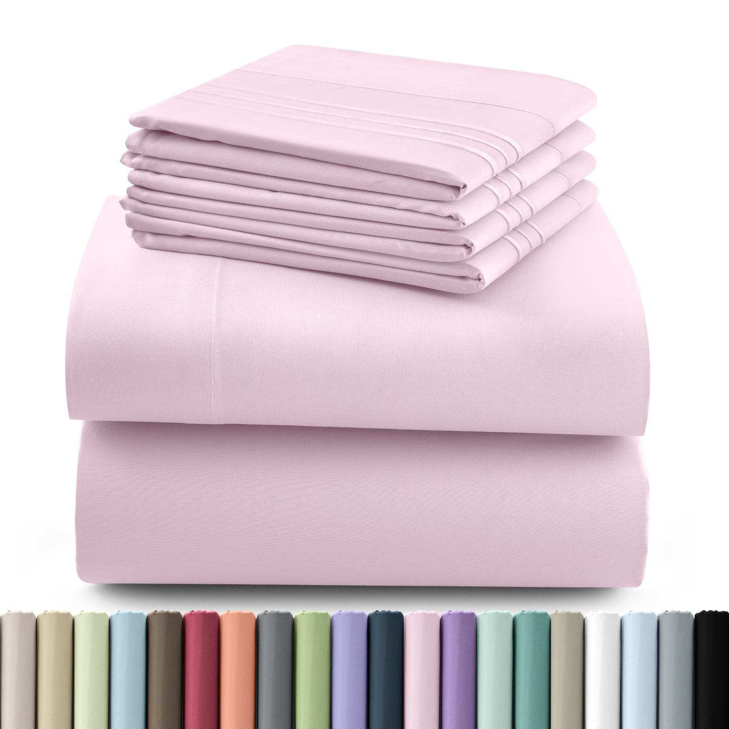 Hannah Bedding Sheet Set - 6 PC Brushed 100% polyester Bed Sheets 16 Inches Deep Pockets - Embroidered & Plain Pillowcases - Hotel Luxury Sheets Bed Set - Soft Bedding Sheets